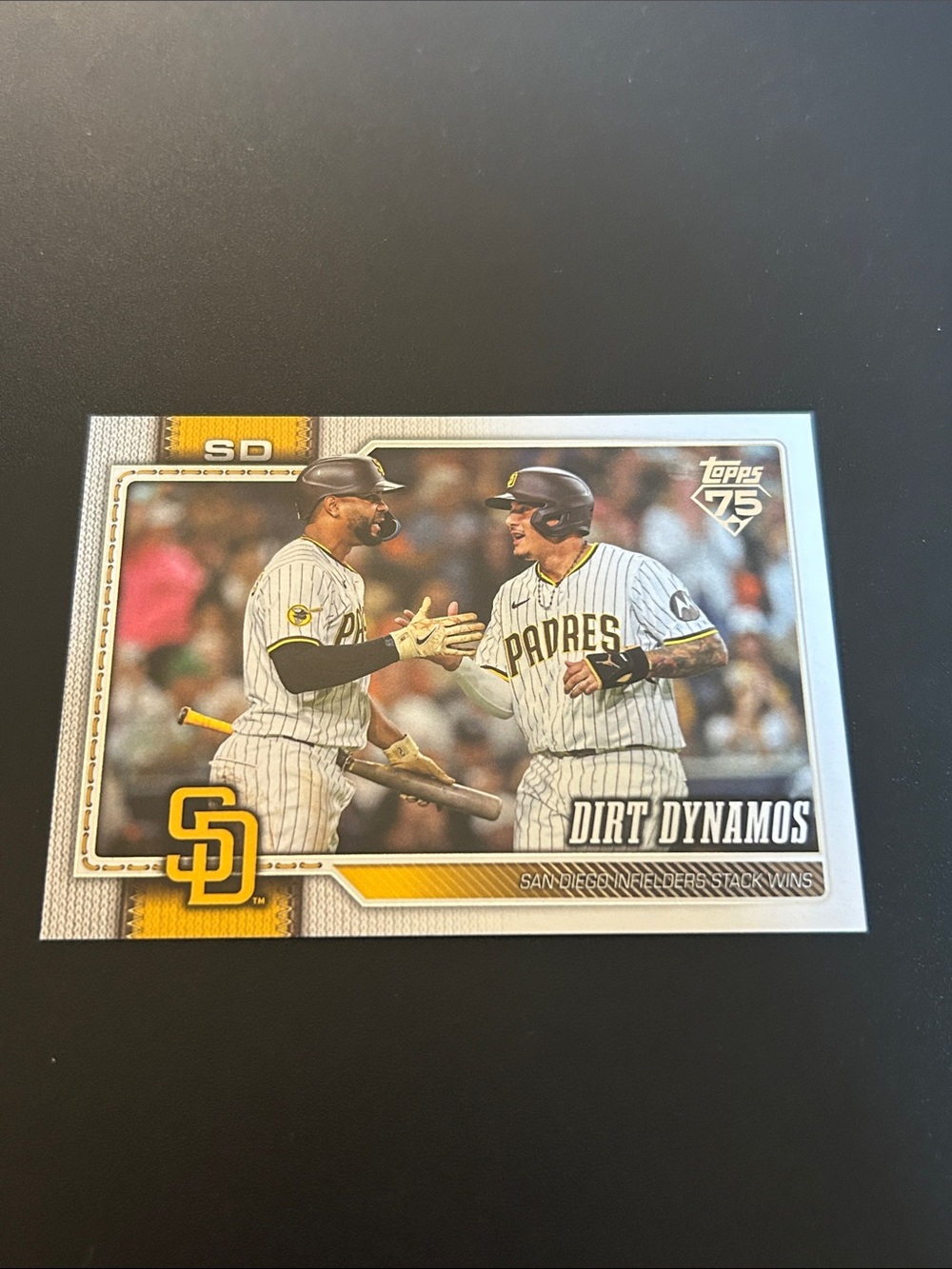 Topps 75 San Diego Padres 'Dirt Dynamos' Baseball Card - Yellow/White